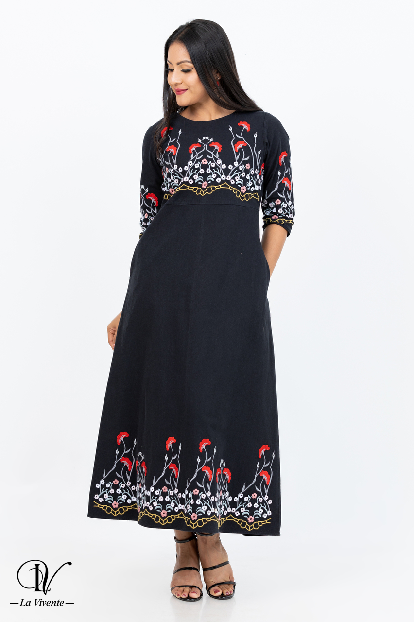 Linen Embroidery Dress La Vivente
