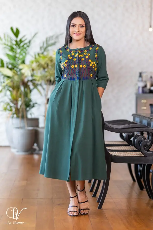 Embroidery Midi Dress - Image 6