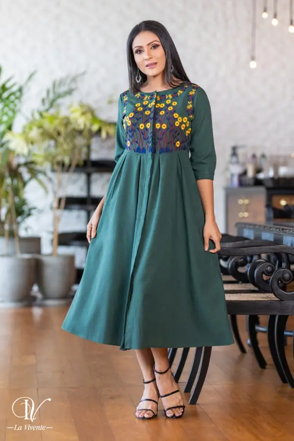 Embroidery Midi Dress - Image 2