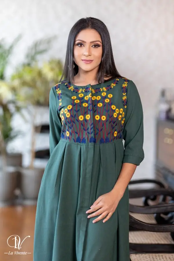 Embroidery Midi Dress