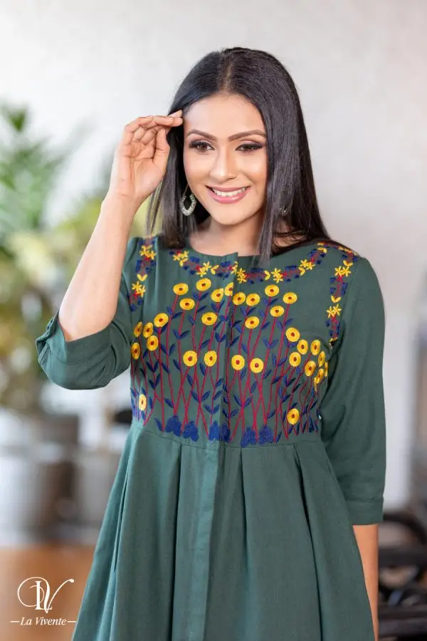 Embroidery Midi Dress - Image 5