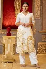 Printed Kurtha Top with Gold Print - Image 2