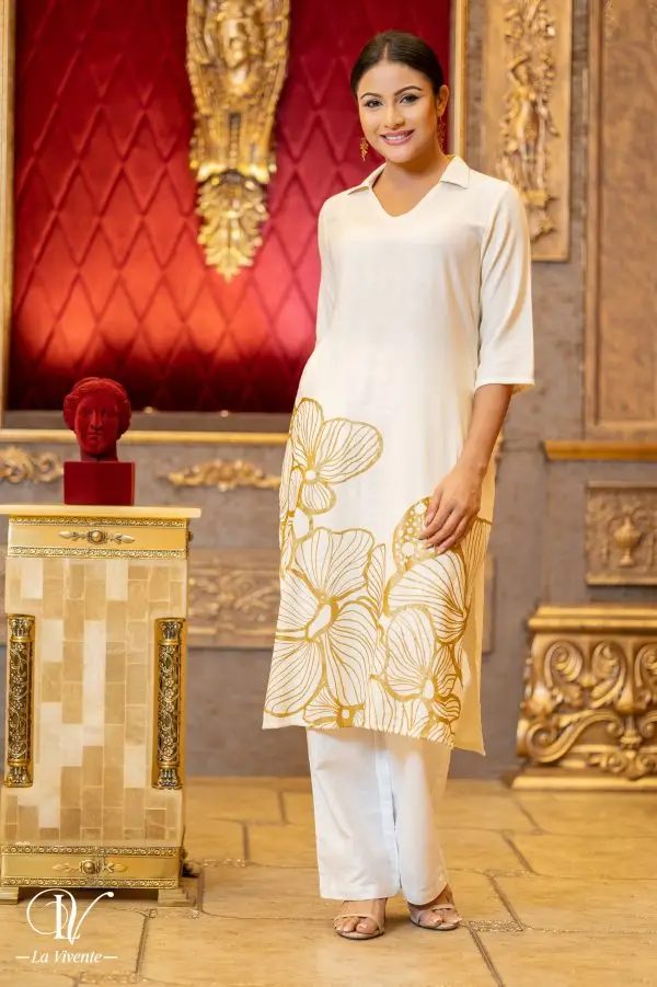 Printed Kurtha Top with Gold Print