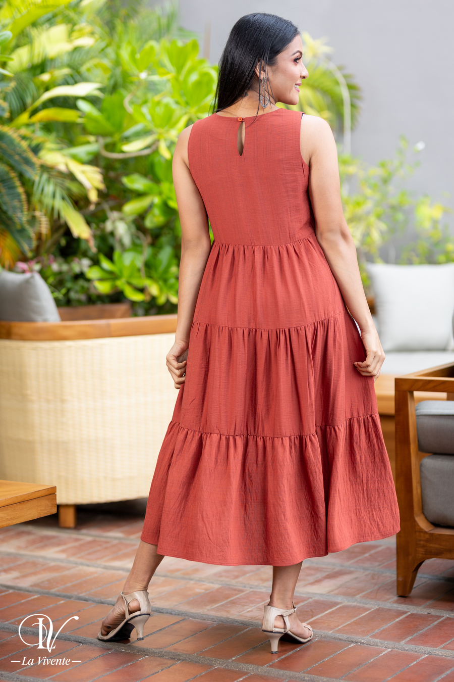 Frill long outlet dress