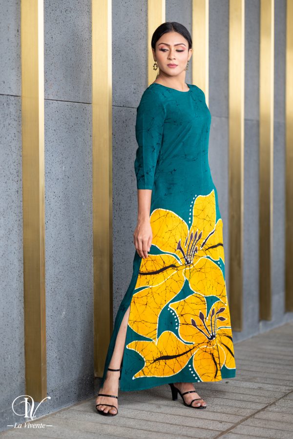 Green Batik Maxi Dress - Image 3