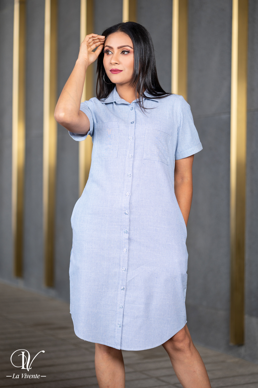 Striped Shirt Dress - La Vivente