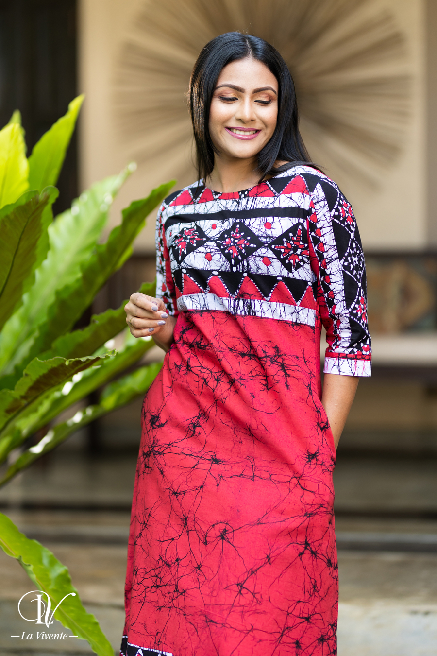 Geometric Print Batik Maxi Dress - La Vivente