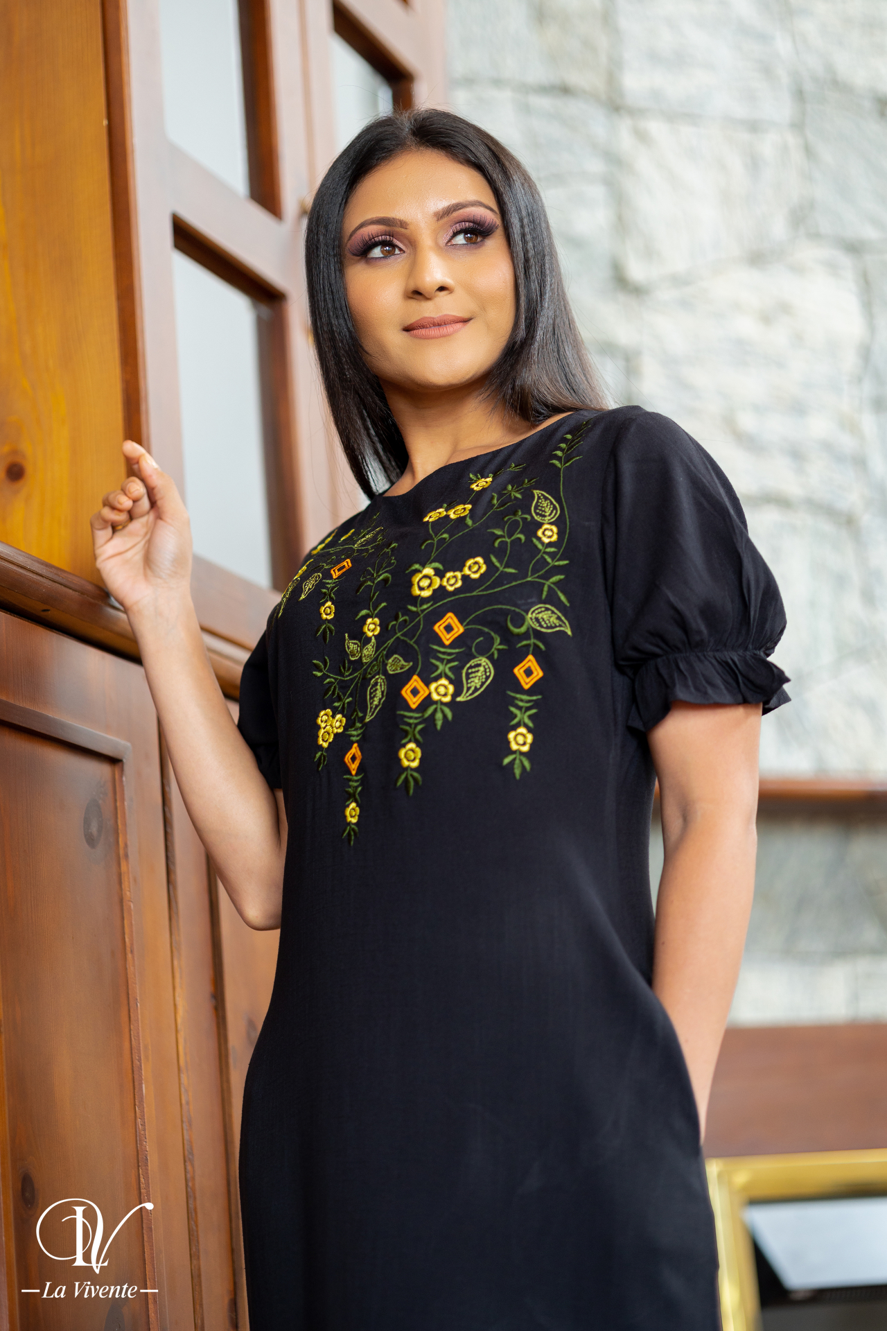 Embroidered Short Dress - Image 2