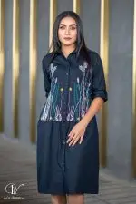 Embroidered Linen Shirt Dress
