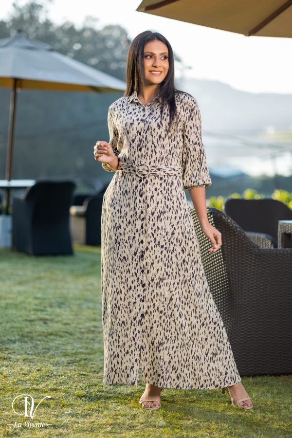 Printed Maxi Dress With Shirt Collar