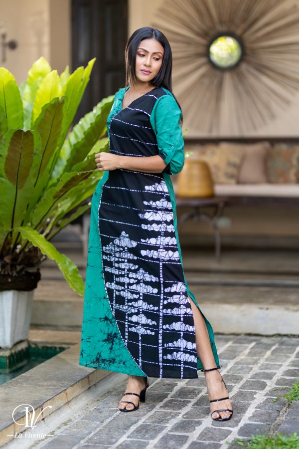 Two Tone Batik Maxi Dress La Vivente 