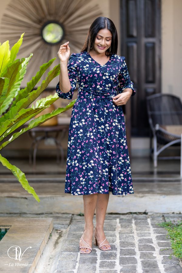 Floral Printed Cord Belted Dress - Image 4