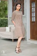 Striped Button Up Short Dress - Image 4