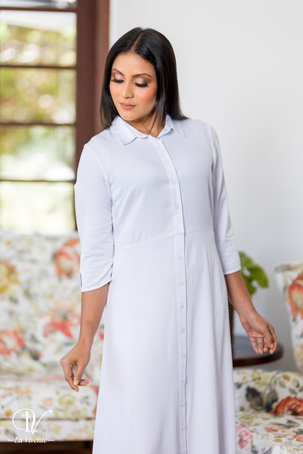 Shirt collared button up maxi dress - La Vivente