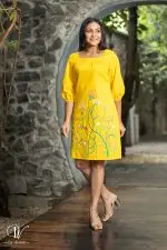 Floral Embroidered Square Neck Short Dress - Image 4