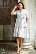 Floral Printed Embroidered Short Dress - Image 4