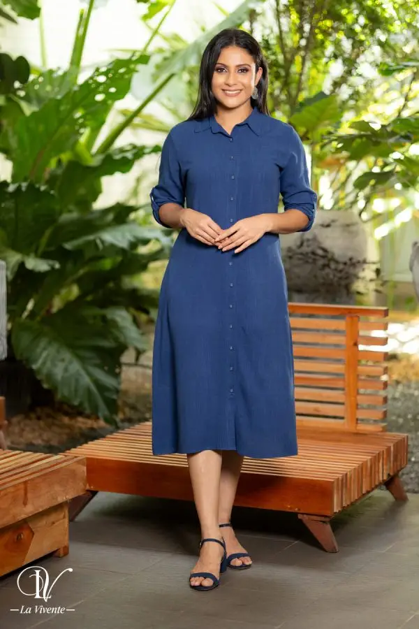 Shirt Collared Midi Dress