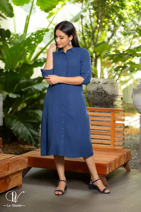 Shirt Collared Midi Dress - Image 3