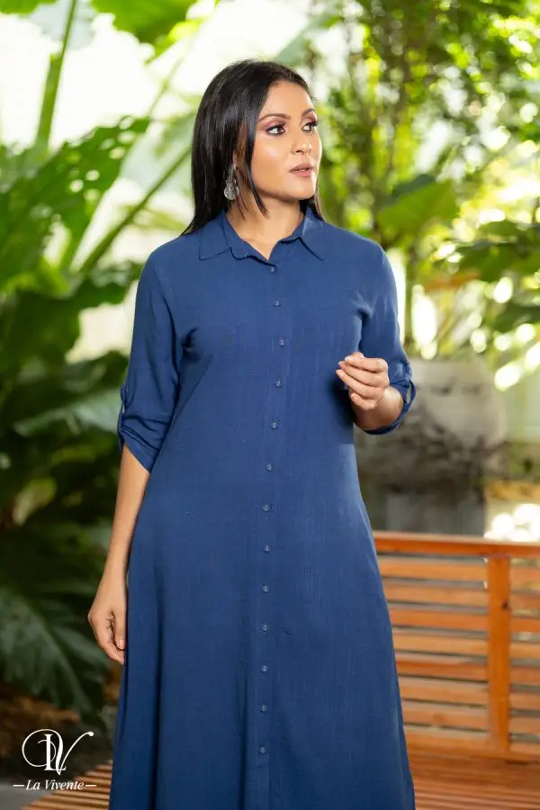 Shirt Collared Midi Dress - Image 2