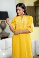 Embroidered Shirt Collared Maxi Dress - Image 4