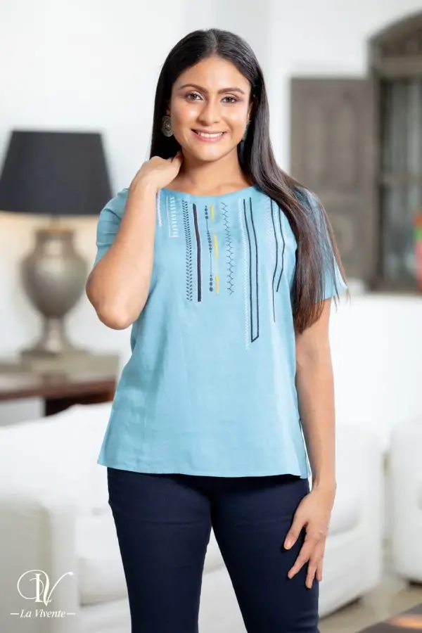 Round Neck Embroidery Top - Image 3