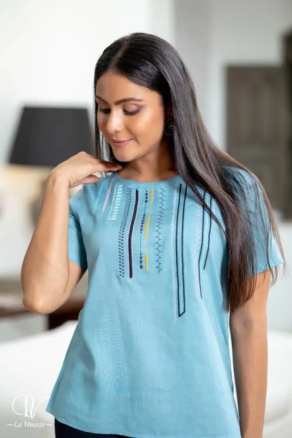 Round Neck Embroidery Top