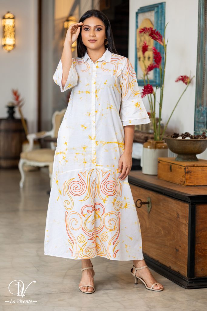 Embroidered Batik Maxi Dress - La Vivente