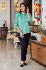 Embroidered Button Up Blouse Top - Image 4