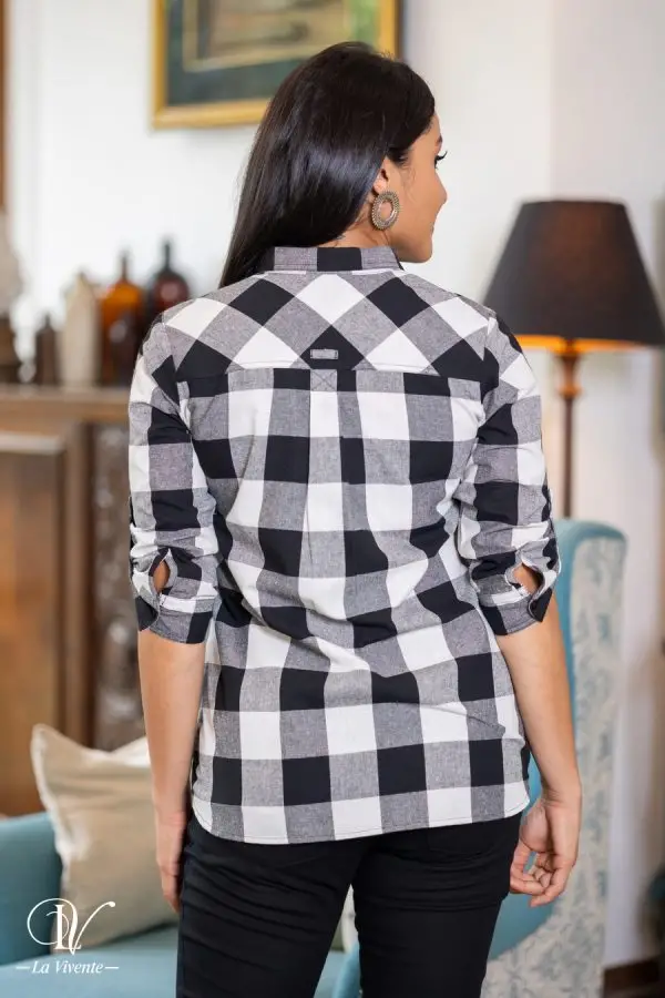 Gingham Patterned Shirt Blouse - Image 4