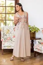 Floral Embroidered Sleeveless Maxi Dress - Image 2