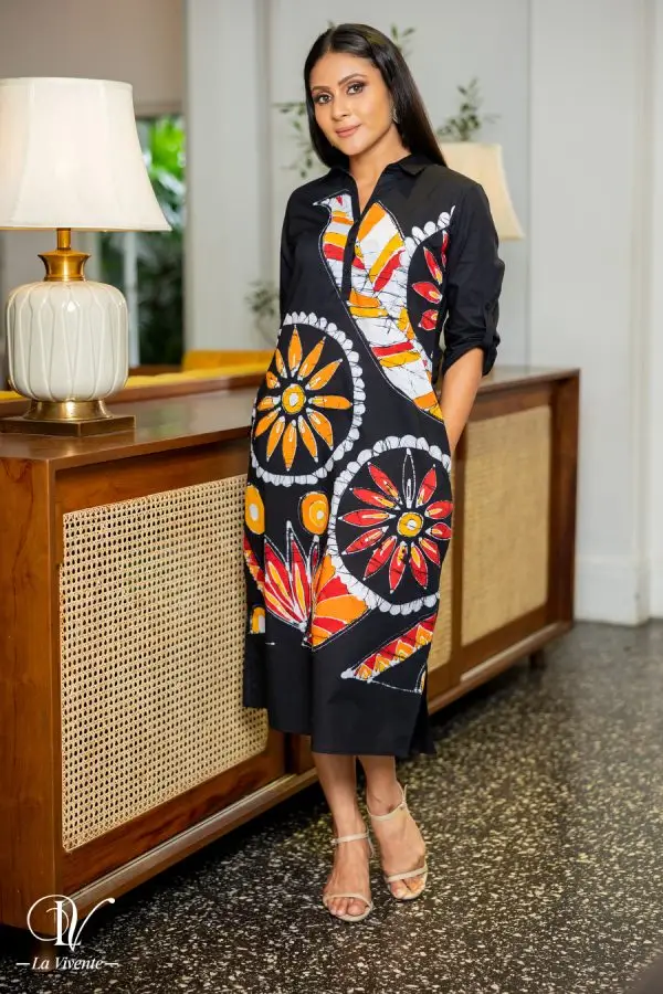 Abstract Batik Shirt Midi Dress - Image 5