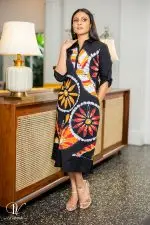 Abstract Batik Shirt Midi Dress - Image 2