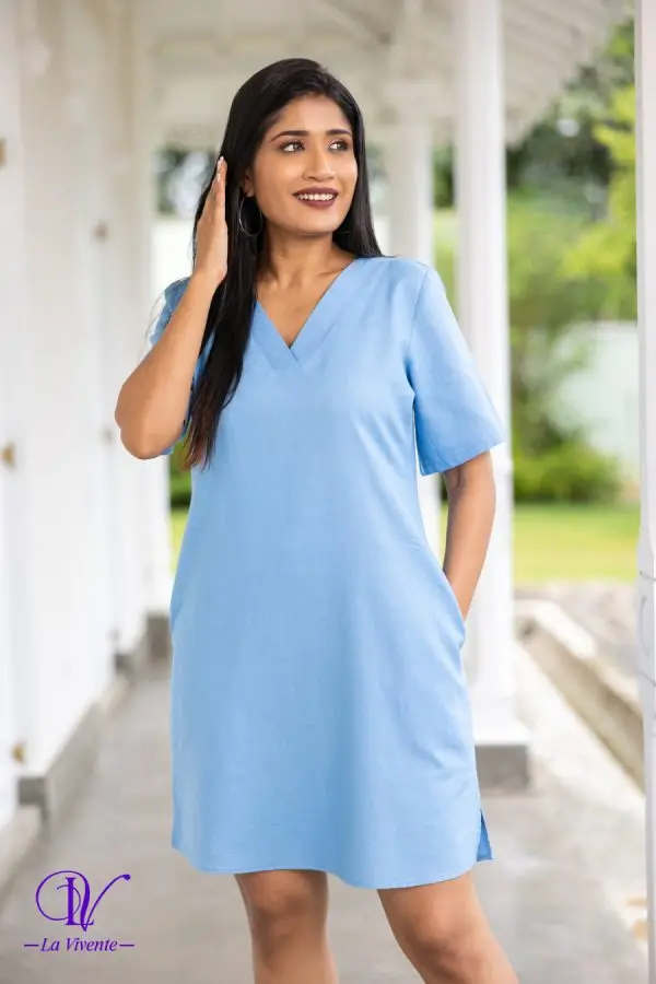 V-Necked Short Sleeved Mini Dress - Image 4