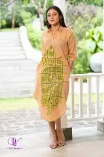 Tribal Printed Batik Shirt Midi Dress