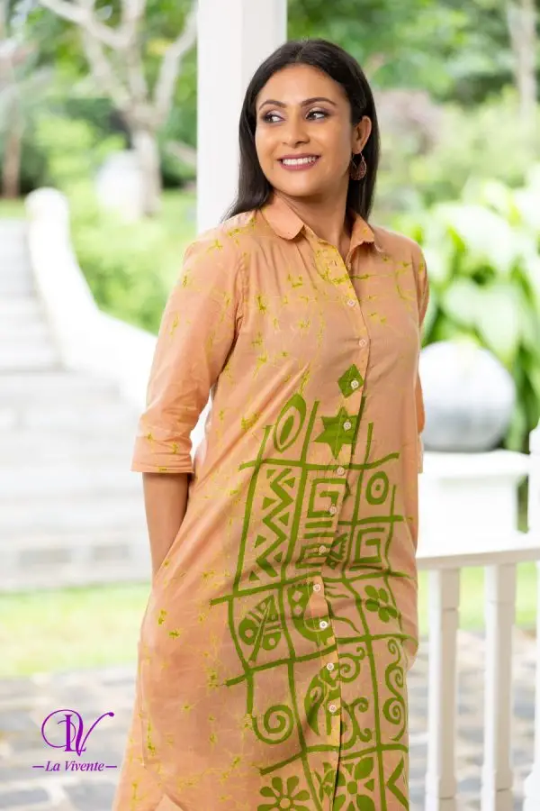 Tribal Printed Batik Shirt Midi Dress - Image 3