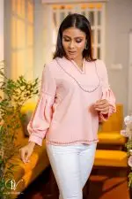 Embroidered Long-Sleeved Blouse Top - Image 2