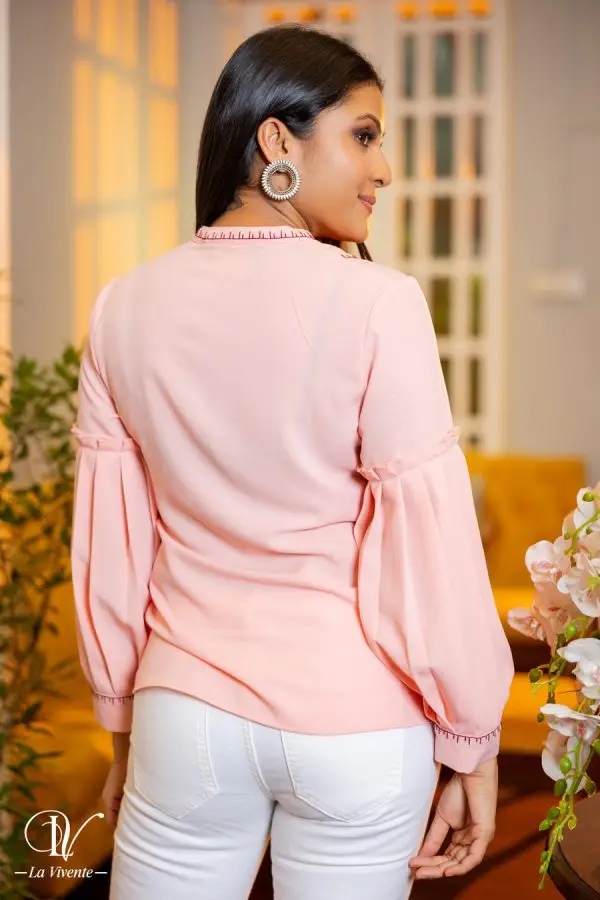 Embroidered Long-Sleeved Blouse Top - Image 4