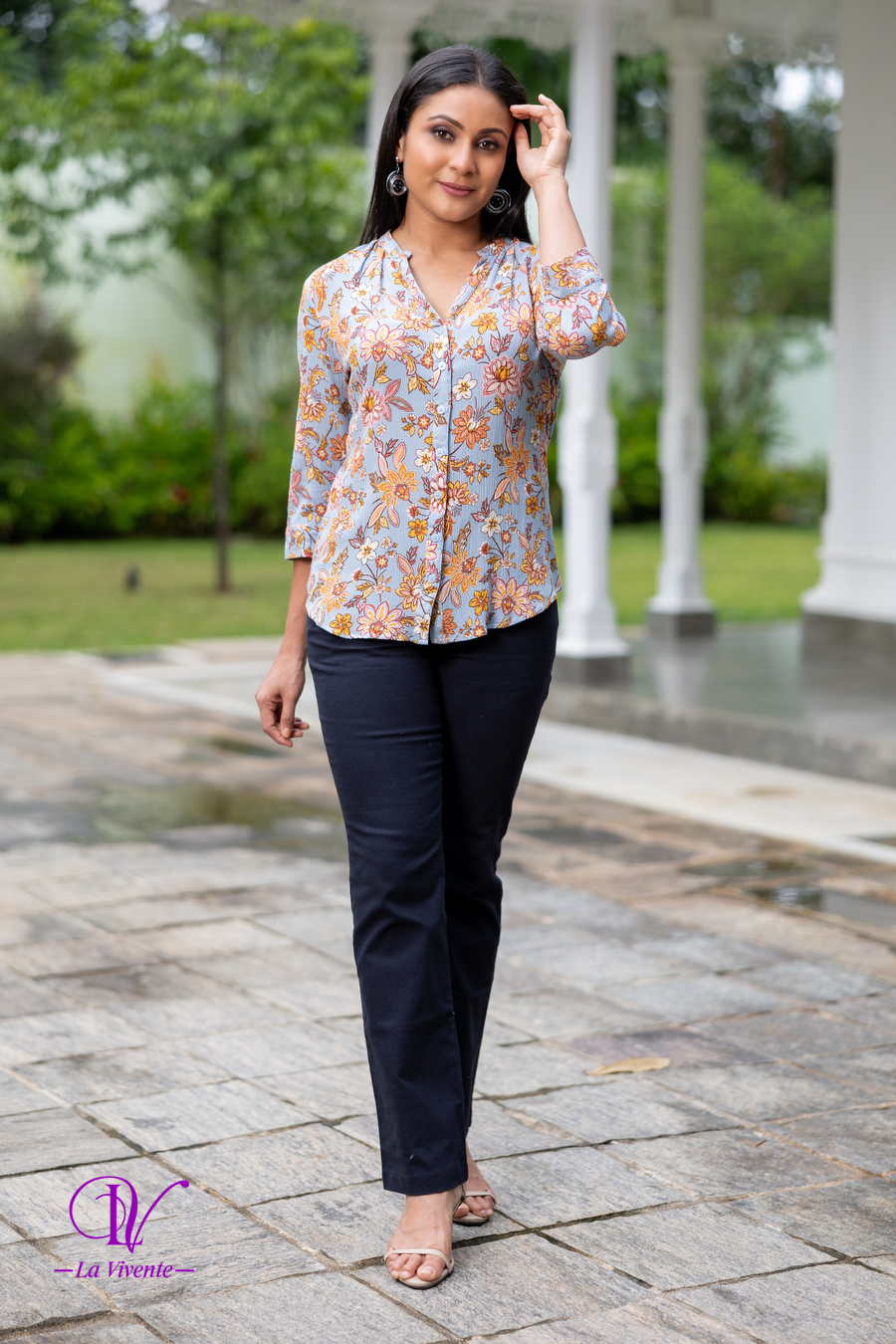 Chinese Collared Shirt Blouse - La Vivente