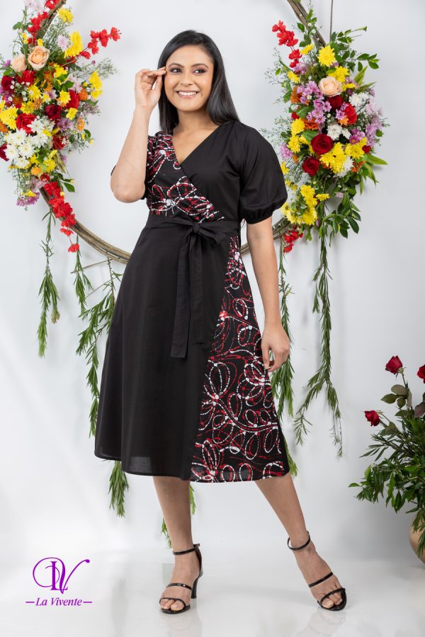 Batik Front Overlap Midi Dress - Image 2