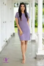Crew Necked Bodycon Mini Rib Dress - Image 3