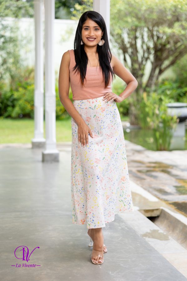 Floral Patterned A-line Maxi Skirt