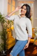 Geometric Embroidered Cuff Detailed Shirt Blouse - Image 6