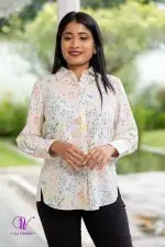 Floral Patterned Button Up Shirt Blouse - Image 2