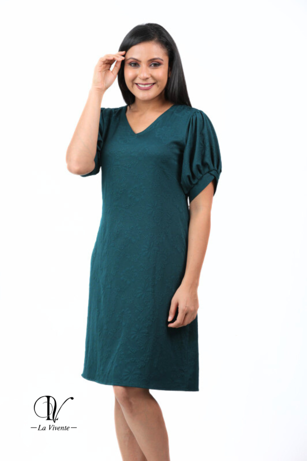 Puff Sleeved Overlap Cuff Detailed Short Dress - Image 2