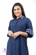 Shirt Collared Embroidery Midi Dress - Image 5