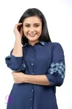 Shirt Collared Embroidery Midi Dress - Image 4