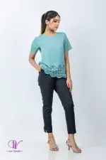 Round Necked Laser Cut Blouse - Image 5