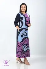 Abstract Printed Round Necked Batik Maxi Dress - Image 4