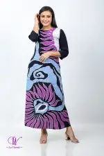 Abstract Printed Round Necked Batik Maxi Dress