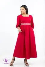 Waist & Cuff Embroidered Maxi Dress - Image 5